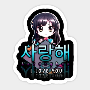 Saranghae - I Love You - Korean Quote Sticker